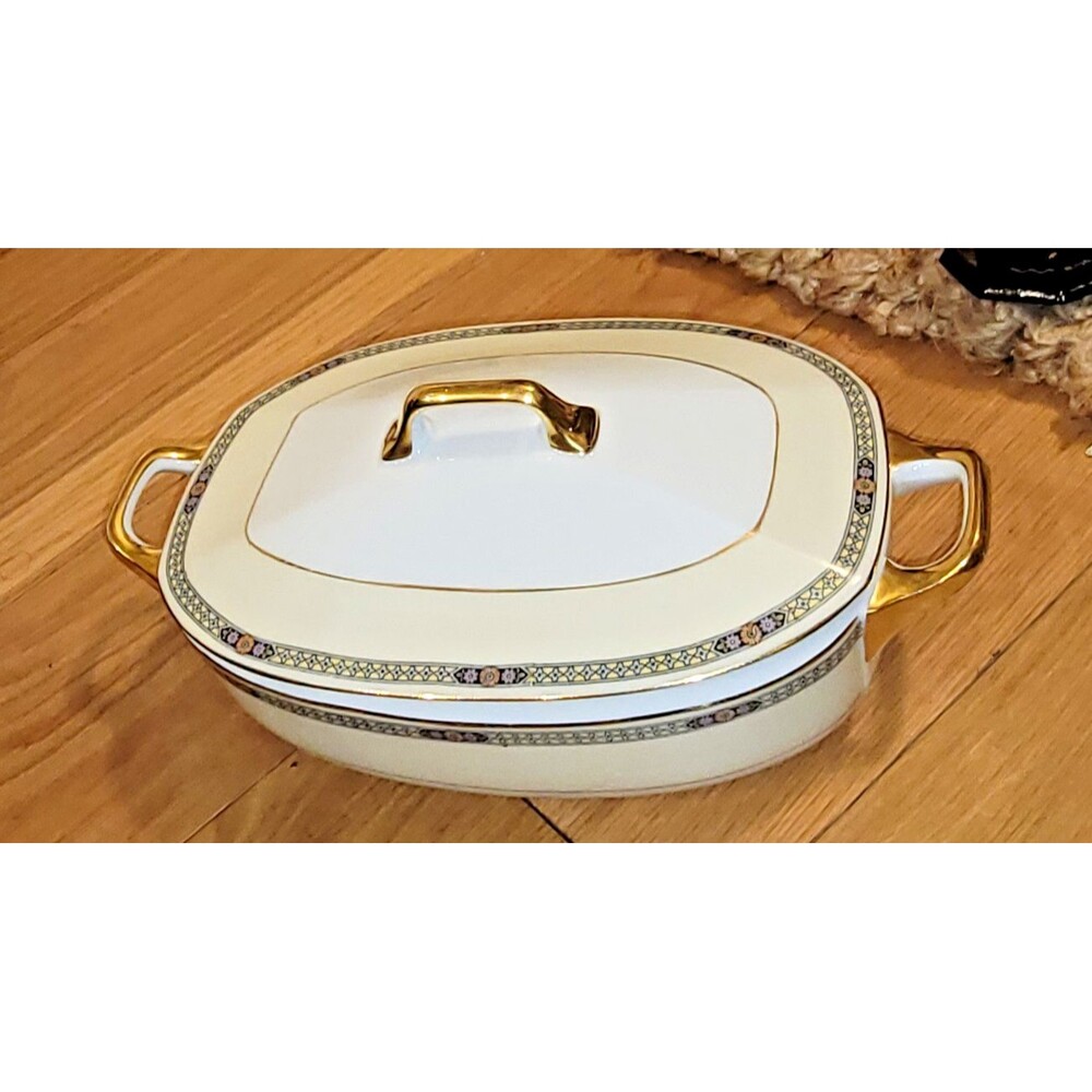Epiag Czechoslovakia Porcelain China '30s-'40s Oblong Covered Serving Dish MINT!
